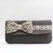 Wristlet Clutch, Bow Tie, Gray Linen, Liberty of London Bow Tie, Wallet, Purse, Handbag