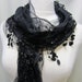 NEW BLACK shear netting venise lace scarf / delicate scarves for Holidays gifts under 20 stocking stuffers women by Catherine Cole Studio