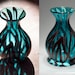 Silver Green and Ruby Hand-Blown Glass Vase
