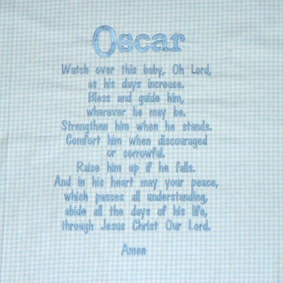 Embroidered Baby Blanket Blessings Prayer for BOYS