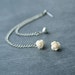 Pale Pink Flower Bud and Heart Multiple Pierce Silver Cartilage Earrings (Pair)
