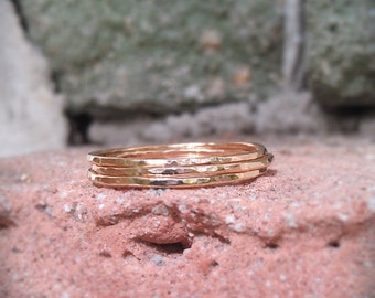Hammered Stack Rings- 14k Gold filled set of 3 hammered rings