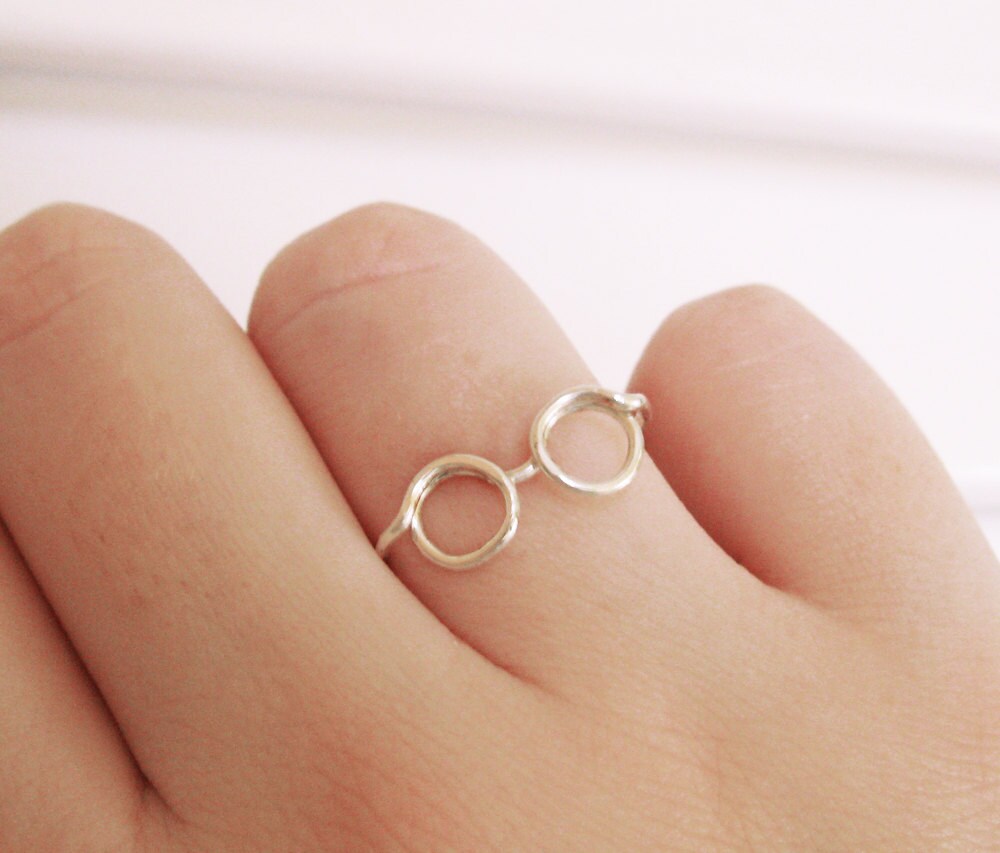 Glasses Ring Adjustable Sterling Silver Ring Wire Wrapped
