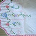 Vintage Dresser Scarf Floral Embroidery Runner Pink Crochet Trim Table Linens