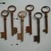 assortment of six antique skeleton keys