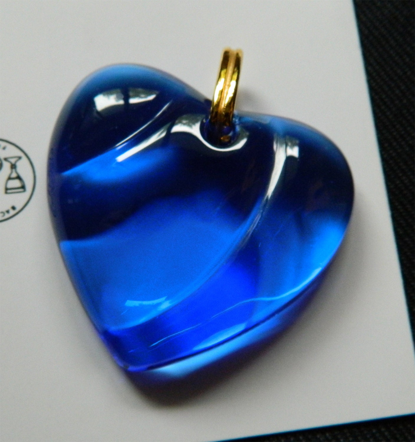 Gorgeous Blue Baccarat Crystal Heart Pendant In Original Box