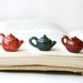 Miniature Tea Pot - Ceramic Charm Pendant - Rustic Red - Tiny Doll House - Ready to Ship