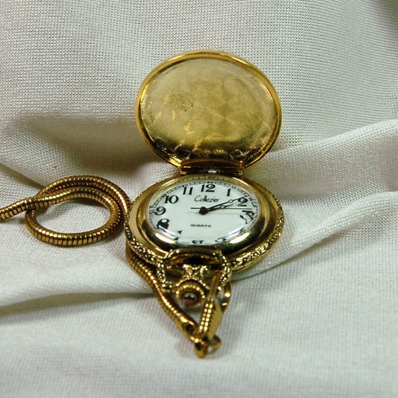 Ornate Vintage Collezio Golfer Pocket Watch with Chain