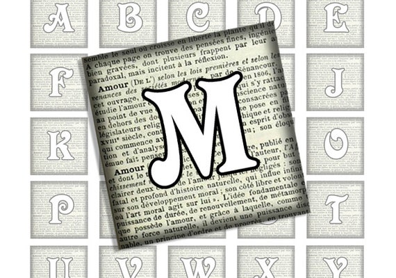 items similar to newsprint alphabet letters 1x1 squares