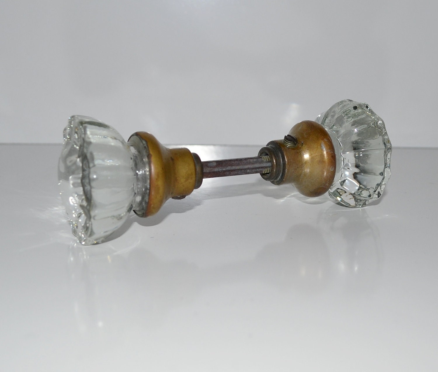 Antique Clear Glass Door Knob Set Vintage Door Knob 7695