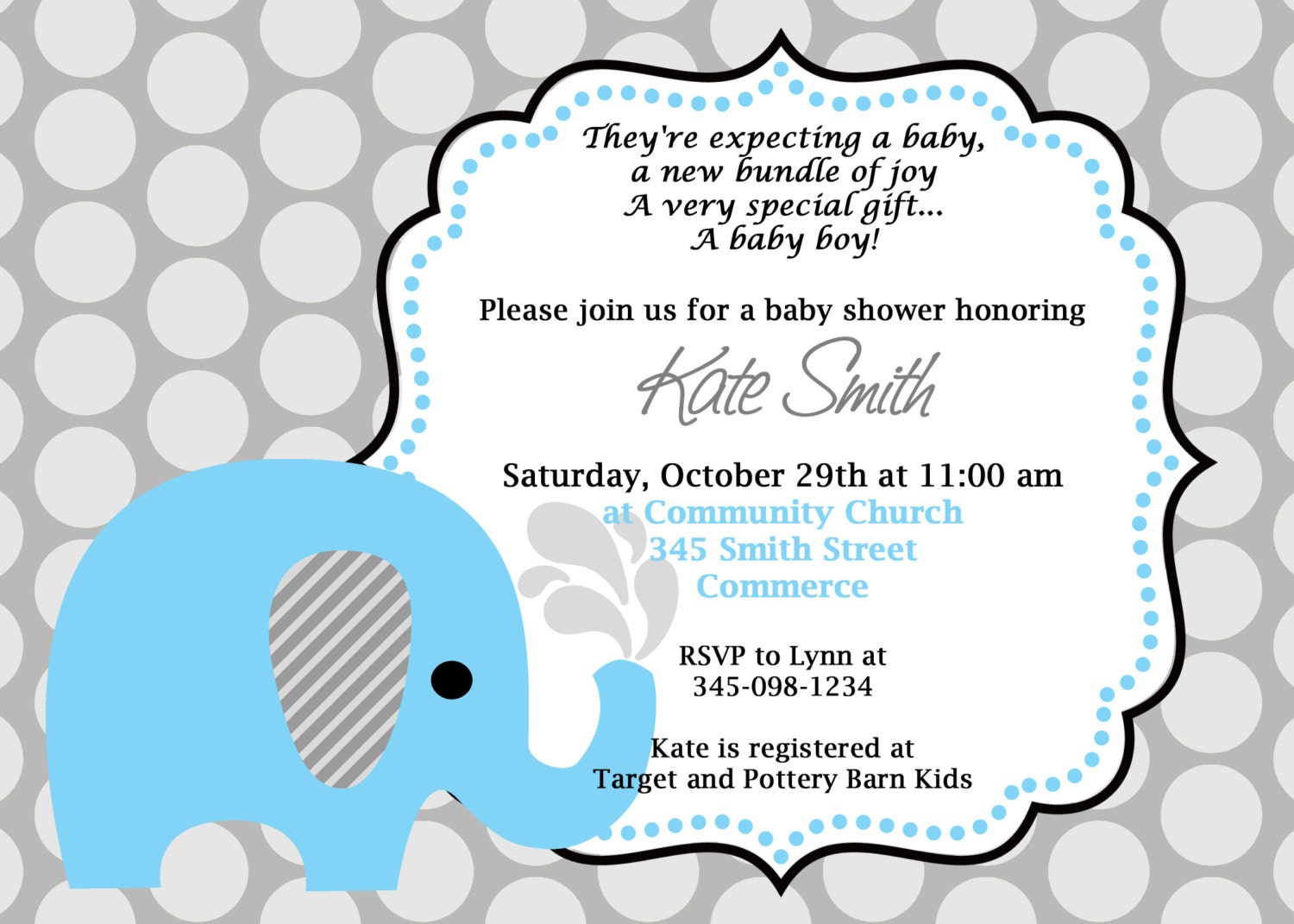 Printable Elephant Baby Shower Invitations 3