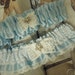 Blue Satin with White Lace Garter Set.