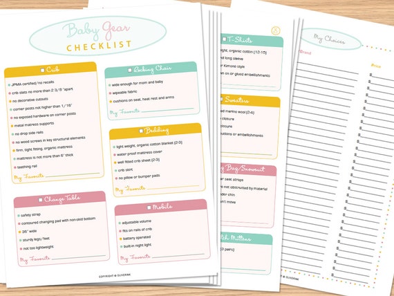 Items similar to BABY REGISTRY CHECKLIST (10-Page Printable Pdf) - What