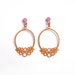 Orange drop earrings, simple dangle earrings, round orange powdercoat wire jewellery with pink post, silver posts, 50% OFF SALE