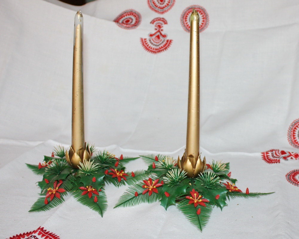 vintage christmas candle stick holders plastic and metal 1950s vintage christmas candle stick holders plastic and metal 1950s