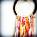 Medium Dreamcatcher with Recycled Handpainted Sari Silk - 6 Inch Diameter