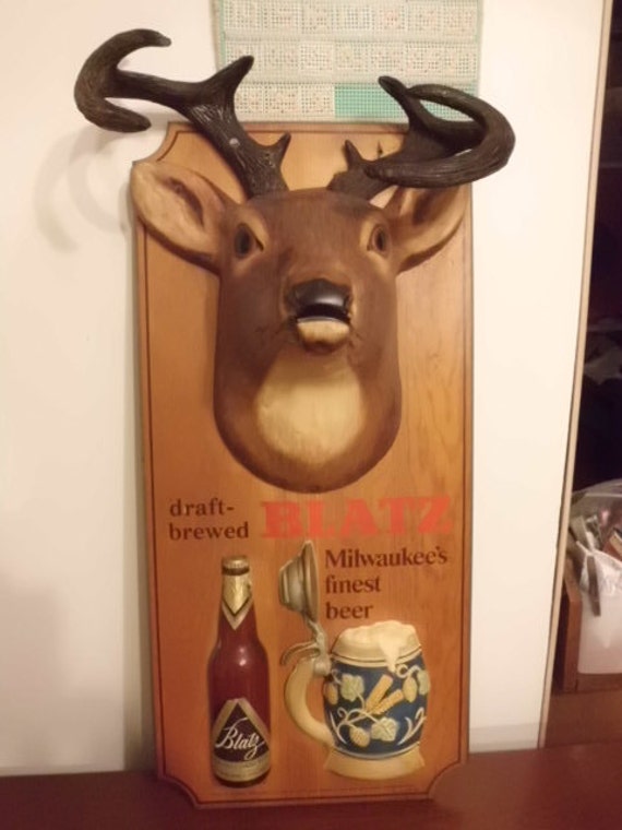Blatz Beer Deer Head Bar Sign Deer head made of a medium heavy
