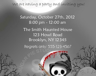 Printable Halloween Birthday party, Invitation Custom Personalized Digital File, DIY Printable