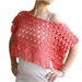 Peach Poncho with Fringes - Coral Crochet Cotton Cape - Spring Summer Fall Fashion - Women Teens Accessories