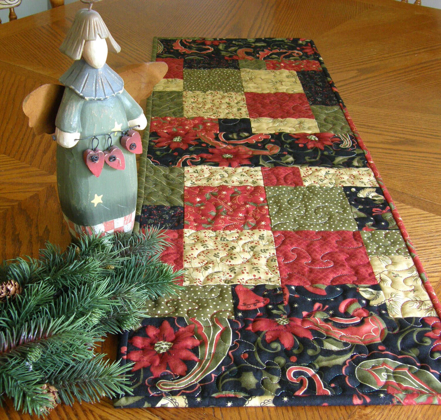 Quilted Christmas Table Runner Merry Medley