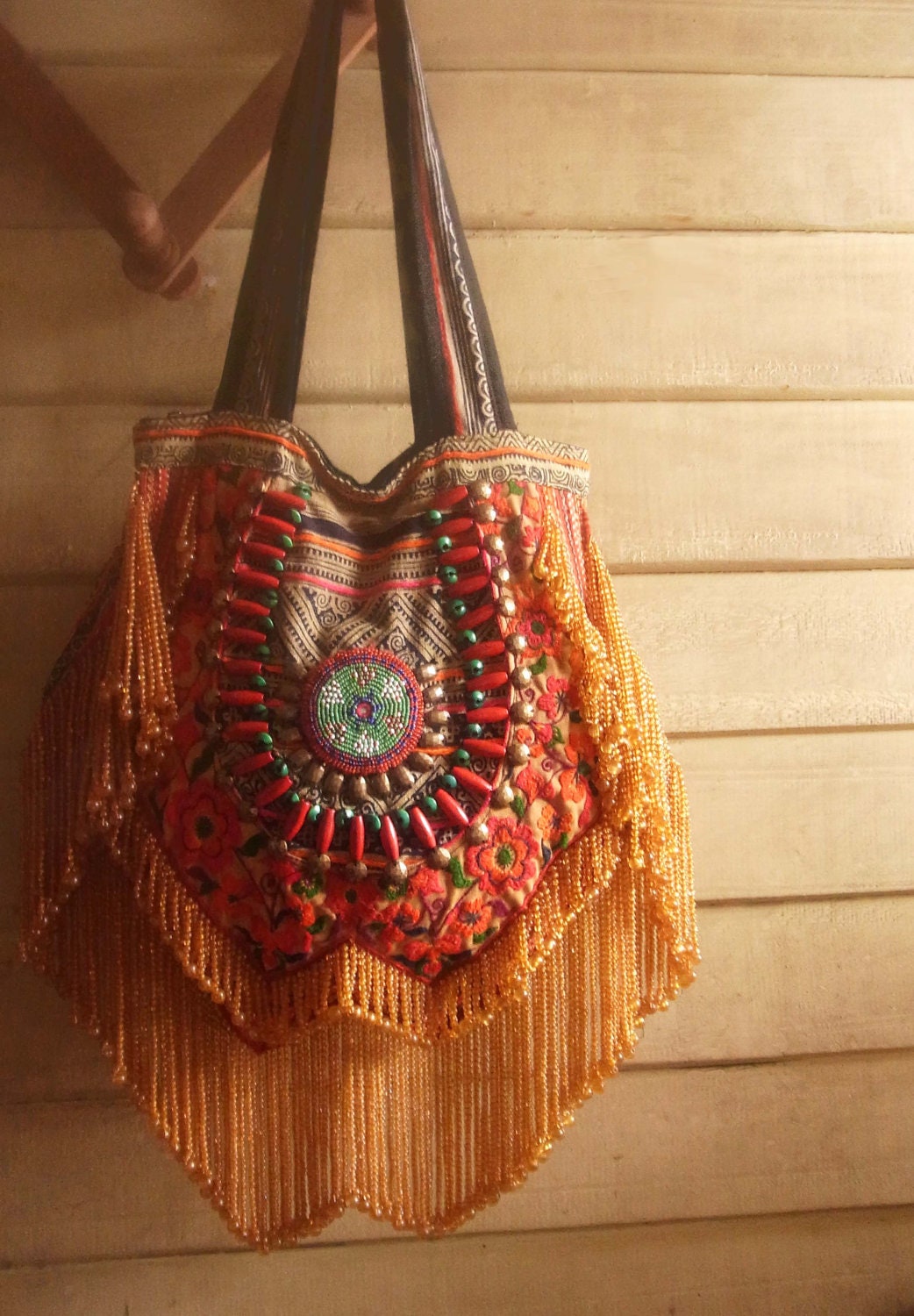 Hippie Fringe purse bag // tribal // ethnic // embroidery bag