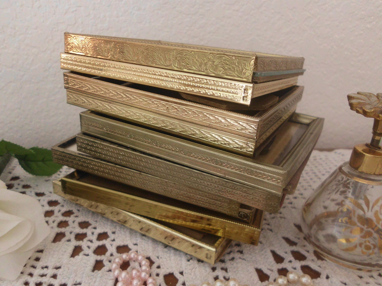 Vintage Gold Metal Frame Collection Set 5 x 7 by ElegantSeashore