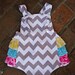 The Keeley - Retro Knot Ruffled Sunsuit Romper for girls gray chevron Photo Prop