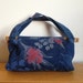 SALE vintage floral painted denim handbag purse