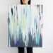 24"x30" Abstract, Contrasting White, Gray and Turquoise, Ikat-Inspired, Original Painting