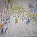 Vintage Stitchery - Paris Street Scene - Completed 28" x 21" Stitchery for Pillow or Framing - Gorgeous Handwork