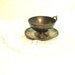 Antique Silver Plate Tea Cup Saucer Set Patina Home Decor Flowers English Victorian Collectable