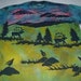 Man's XL discharge t-shirt,two elk with mountains in the background, thunder heads rolling in,birds sitting on rocks, colors are gorgeous