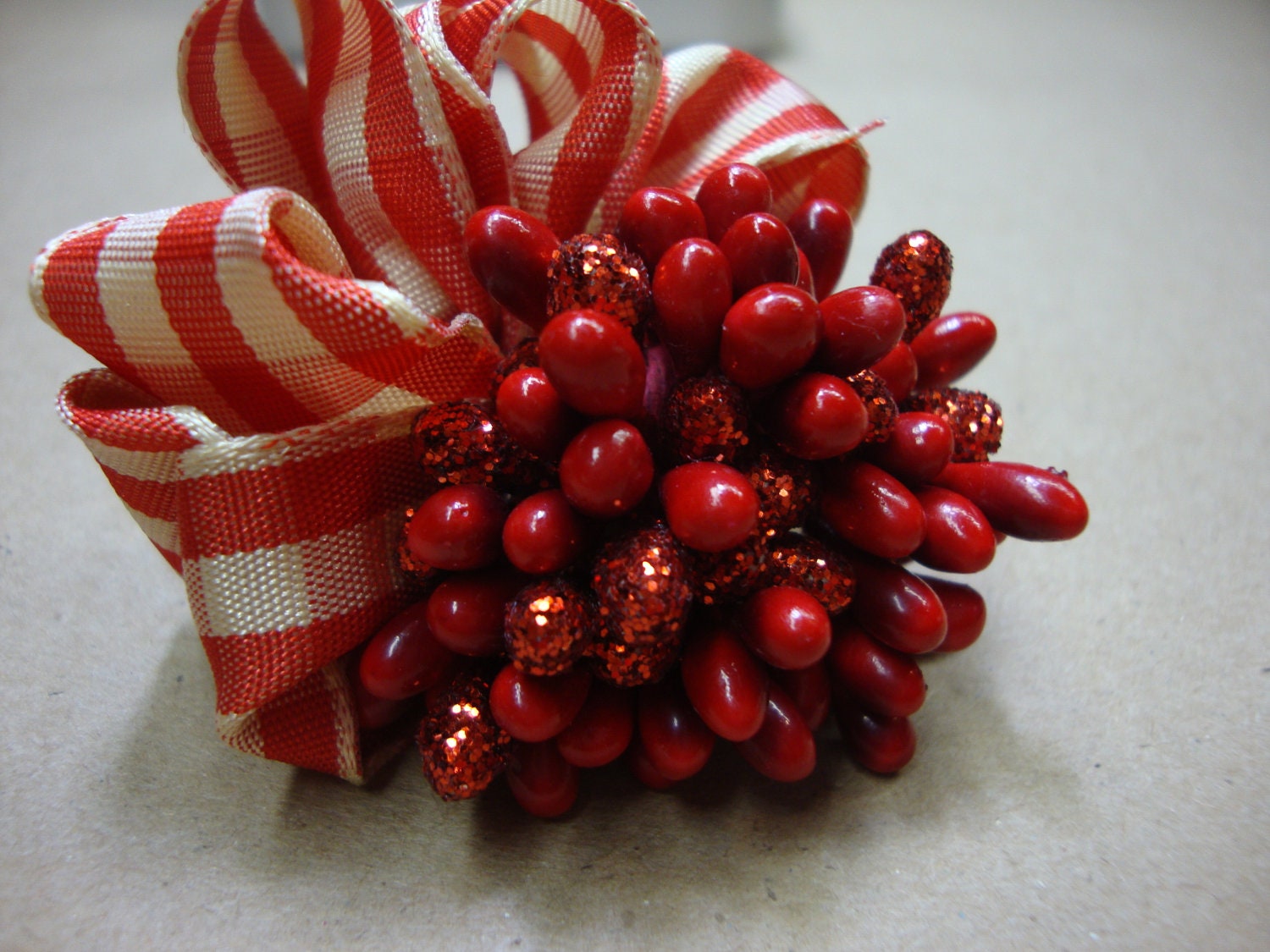 Red Glittered Millinery Stamen Bouquet Posy Corsage