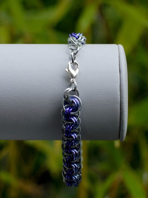Silver Purple and Lilac Viper Basket Weave Bracelet Ready