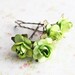Green Roses Paper Flower Hair Pins. Woodland. Pistachio Hair Pins. Whimsical. Romantic. Fall. Autumn Weddings. Hair Accessories