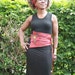 leather cincher / belt Assymetrical oxblood red. Handmade and OOAK flower arrangement