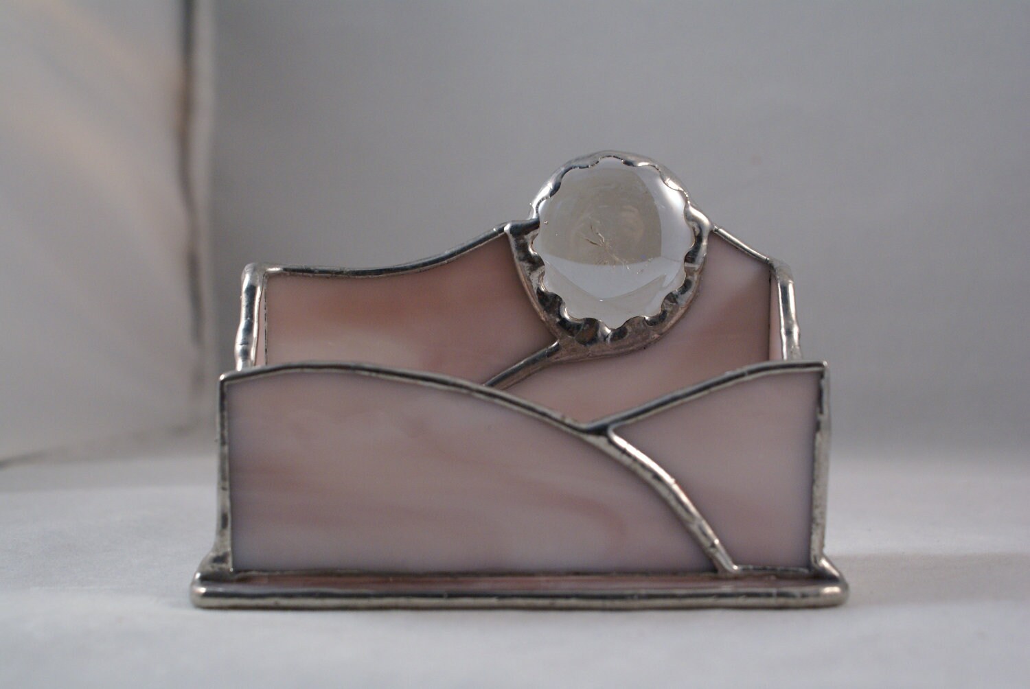 Stained Glass Business Card Holder and Stand in Grape Swirled