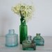 reserved for pauline - quartet of vintage green ink glass bottles