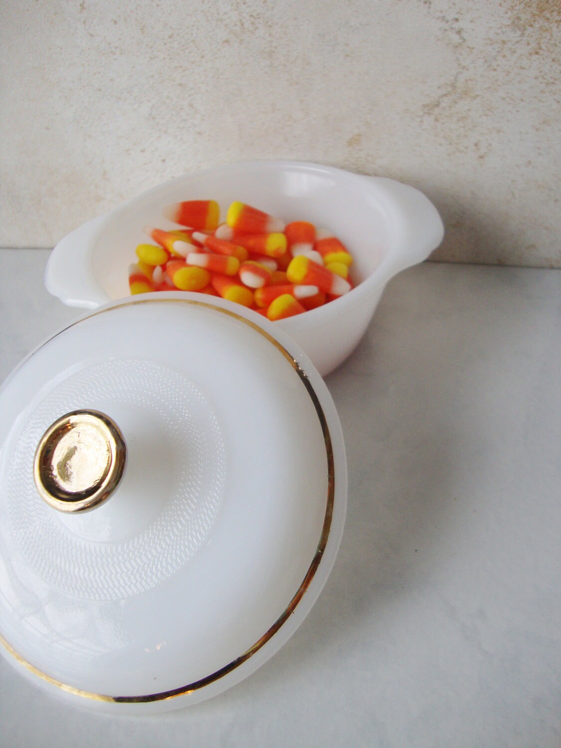 Vintage Fire King Bowl with Lid Milk Glass by WintervilleWonders