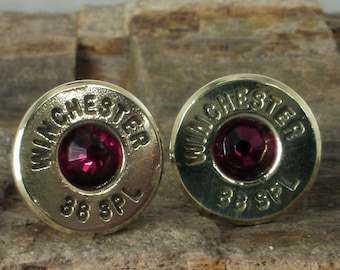 Bullet Earrings Ultra Thin - Garnet - January Birthstone