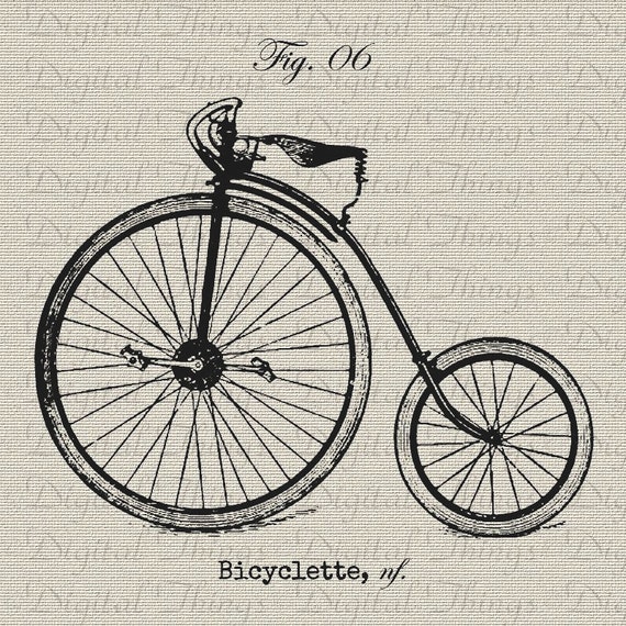 Vintage Bike Bicycle Cycle French Digital Download for Iron on Transfer Fabric Pillows Tea Towels DT1108