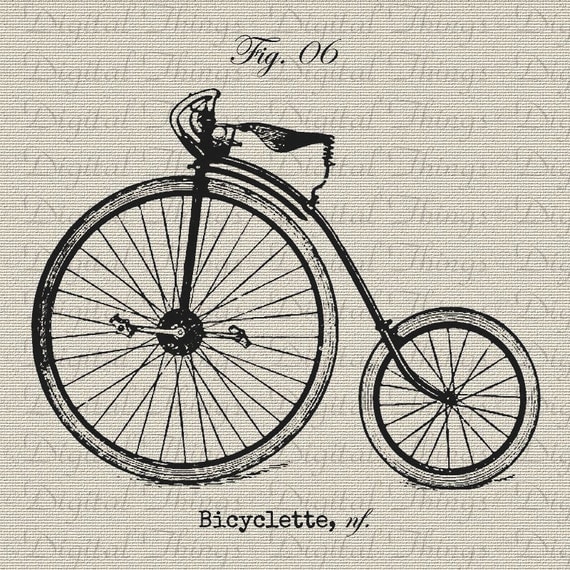 Vintage Bike Bicycle Cycle French Digital Download for Iron on Transfer Fabric Pillows Tea Towels DT1108