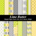 Lime Butter Digital Paper Pack (16) 12x12 sheets 300 dpi scrapbooking floral lime green yellow gray grey