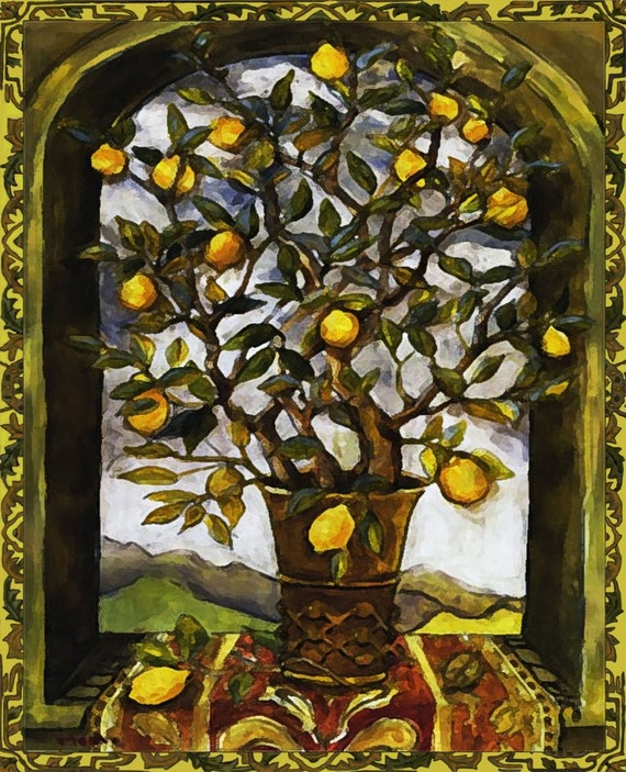 Lemon Tree  Art  Tile Wall  Hanging