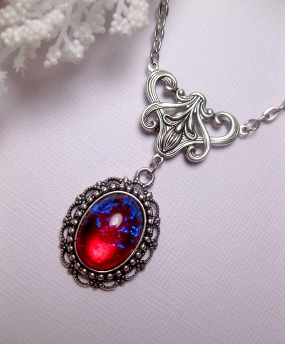 Dragon's Breath Necklace Fire Opal by FashionCrashJewelry on Etsy
