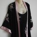 Vintage nightgown robe peignoir set Oscar de la Renta black & pink S M
