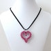 Pink heart chainmail pendant necklace