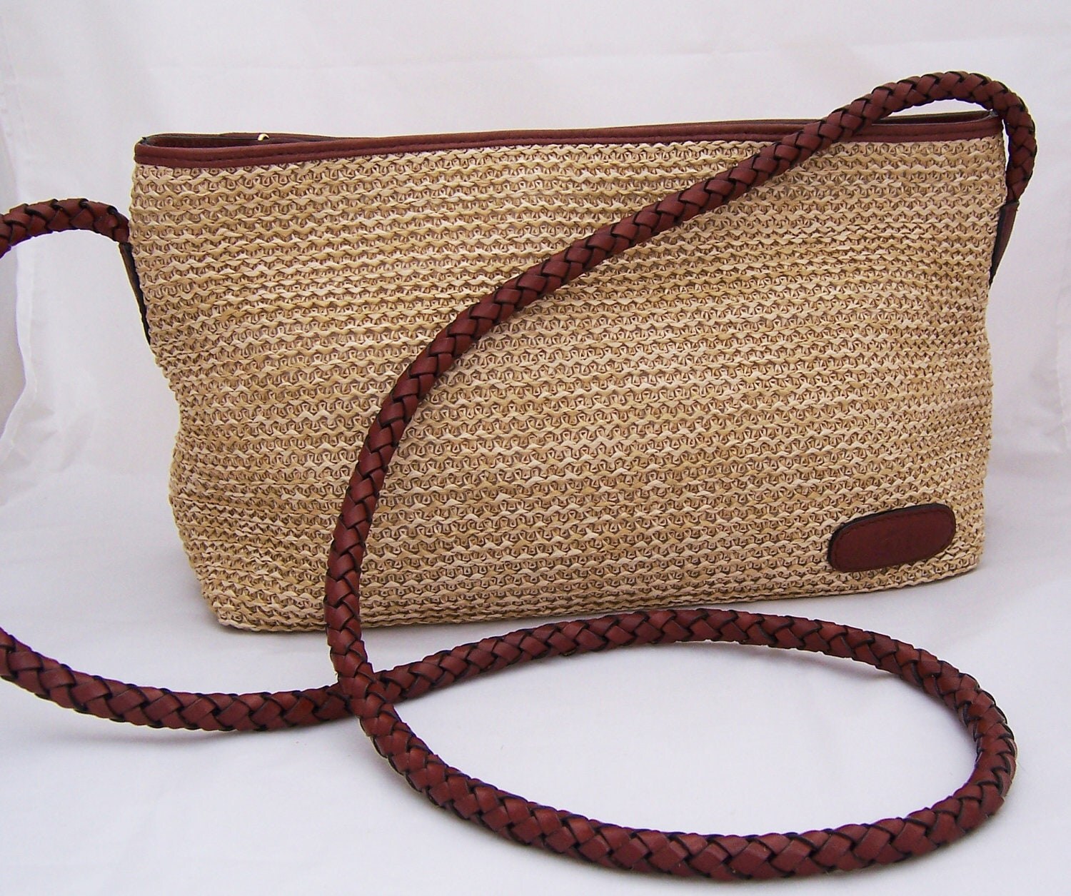 Tula by Radley cream textile/straw bag with leather