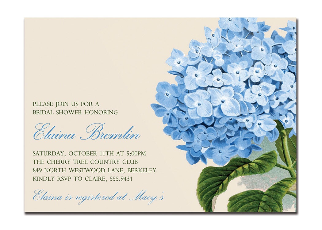 Printable wedding invitations hydrangea