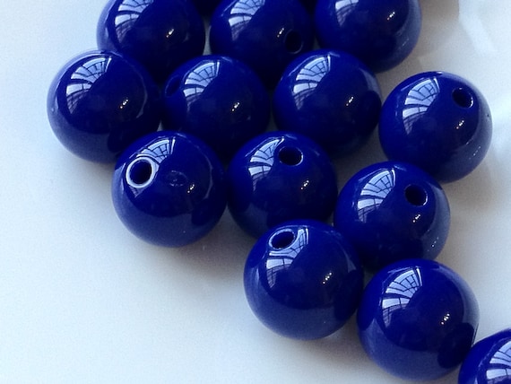12 mm Opaque Navy Blue Color Round Shape Candy Acrylic Beads